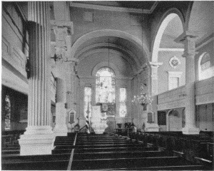 Plate XCIII.&mdash;Interior and Chancel, Christ Church;
Interior and Lectern, St. Peter's Church.