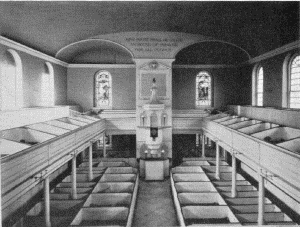 Plate XCIII.&mdash;Interior and Chancel, Christ Church;
Interior and Lectern, St. Peter's Church.