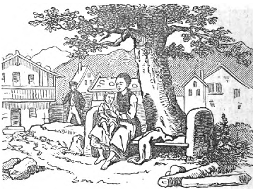 Emmerence sat under the walnut-tree with the
school master's child on her lap.