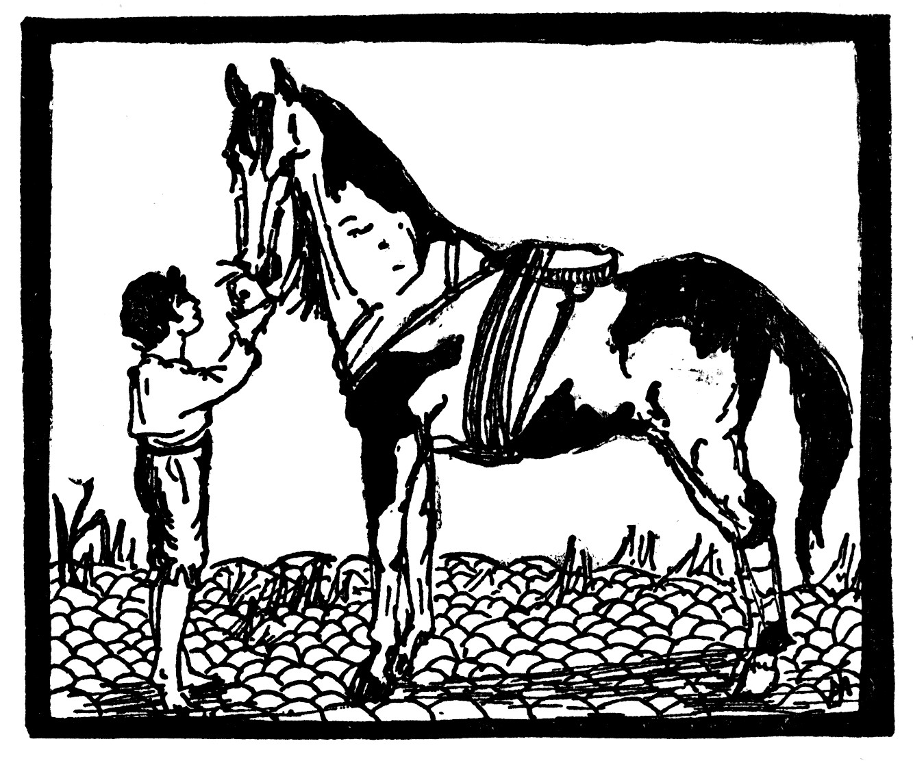 Well, men are men. But what I cannot bear
Is my poor Bet, my piebald Talking Mare,
Gone curby in her hocks from standing up.
That's the last drop that overfills the cup.
My Bet's been like a Christian friend for years.

