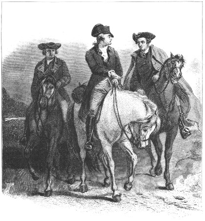 WASHINGTON, PATRICK HENRY, AND EDMUND PENDLETON ON THEIR
WAY TO PHILADELPHIA, AS DELEGATES TO THE FIRST CONTINENTAL CONGRESS.[D