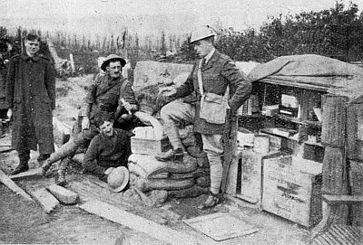 A GREAT BOON TO BRITISH TOMMY&mdash;A Y.M.C.A. WELL UNDER SHELL-FIRE