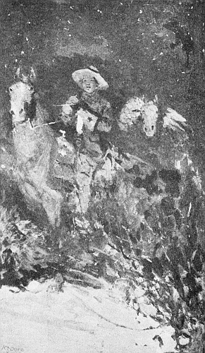 THE HORSES WERE UNWILLING TO ENTER THE CIRCLE OF
FIRELIGHT. Page 181