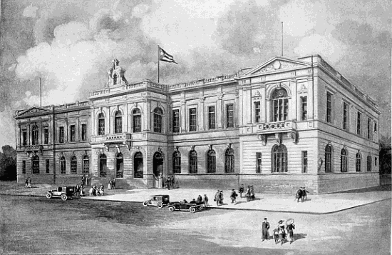 THE ACADEMY OF ARTS AND CRAFTS

The Academy of Arts and Crafts is one of the notable institutions which
make Havana an important centre of culture, both theoretical and
applied. This great school of technology was opened in 1882, and
occupies a fine building of dignified and impressive academic
architecture.