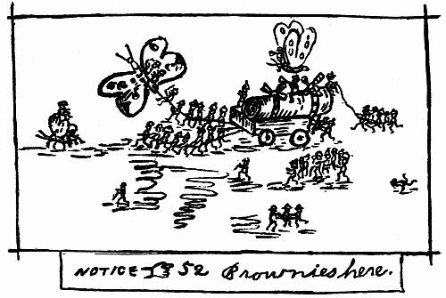 The Boy's Illustration.
Fig. 9.&mdash;Brownies Bringing the Roll of Records.