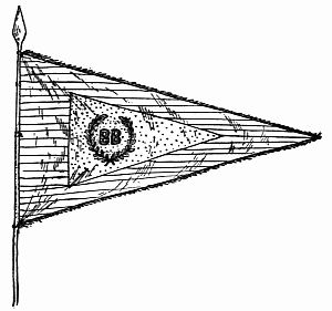 Fig. 83.&mdash;Flag of Brownie Brigade of Cavalry, Blue and Gold.
