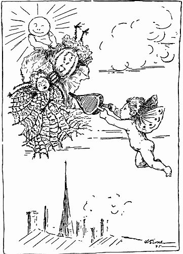 Fig. 147.&mdash;Fairy Sunbeam and Elf Keener Banishing Madam Lacemaker Beyond the River.
