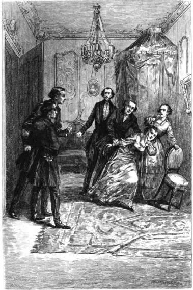 "M. de Maillefort, accompanied by Gerald, burst into the
room."
Original etching by Adrian Marcel.