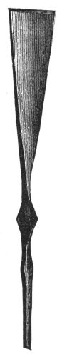 IRON POINT OF A SPEAR WITH INLAID WORK OF SILVER, FOUND AT
NESNE, IN NORDLAND.