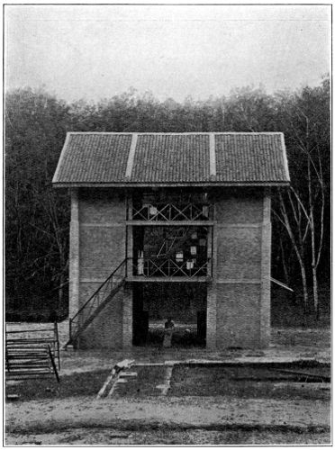 Double 'Devon' Smoke-House of Brick, with Roof of
Chinese Tiles, showing Loading Platforms with Racks Withdrawn from Smoking Chambers