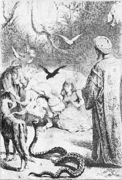 Nebuchadnezzar.—Nebuchadnezzar, transformed into a white
bull, is recognized by Amasidia.