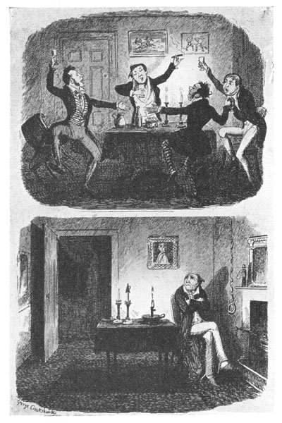 OVER-HEAD AND UNDER-FOOT. From "The Comic
Almanack," 1842.