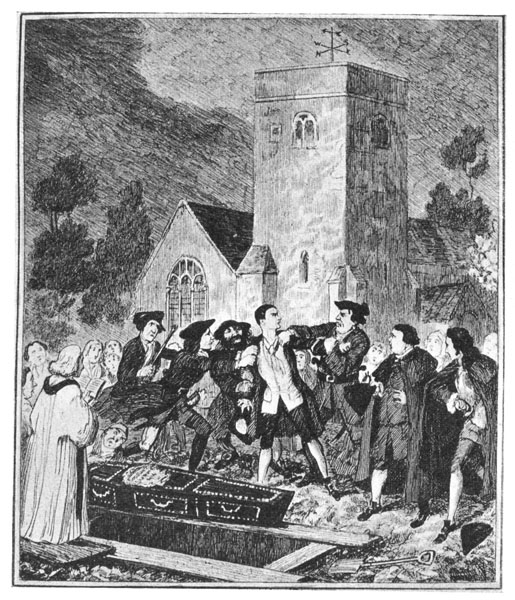 JONATHAN WILD SEIZING JACK SHEPPARD AT HIS
MOTHER'S GRAVE IN WILLESDEN CHURCHYARD.

From "Jack Sheppard," 1839.