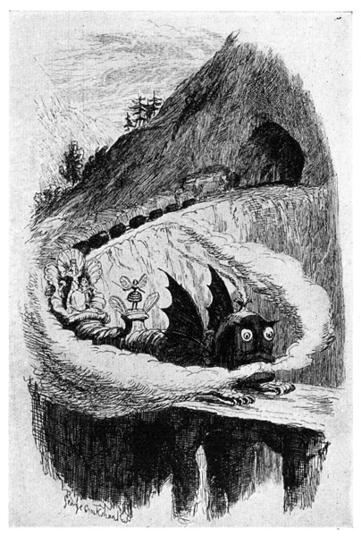 AMARANTH "THE EVER YOUNG" IS CARRIED
TO CORALLION BY THE BEE'S MONSTER
STEED. From "The Good Genius that Turned
Everything into Gold," by the Bros Mayhew, 1847.