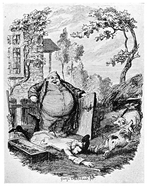 ADAMS'S VISIT TO PARSON TRULLIBER. Frontispiece
to "Joseph Andrews," 1831. The book is dated 1832. This
is one of the plates in "Illustrations of Smollett, Fielding,
and Goldsmith" (1832).