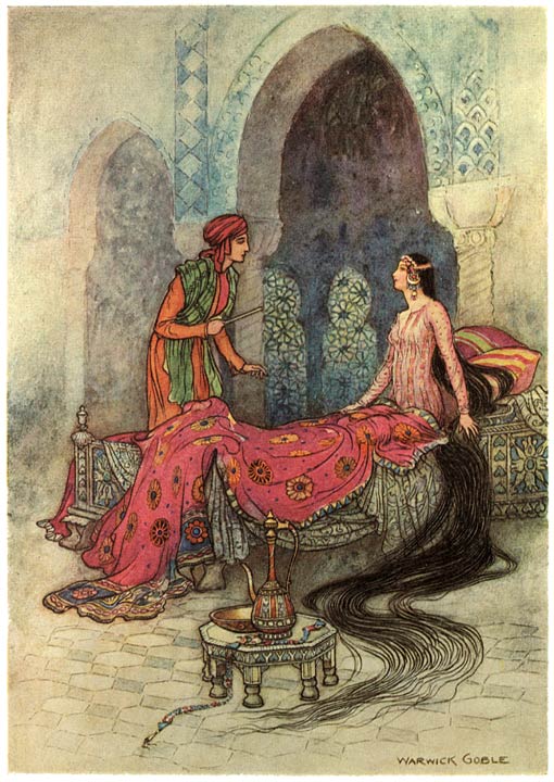 &ldquo;In a trice she woke up, sat up in her bed, and eyeing the stranger, inquired who he was&rdquo;
