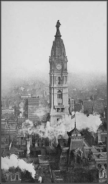 Where William Penn looks down upon the town he
loved so well