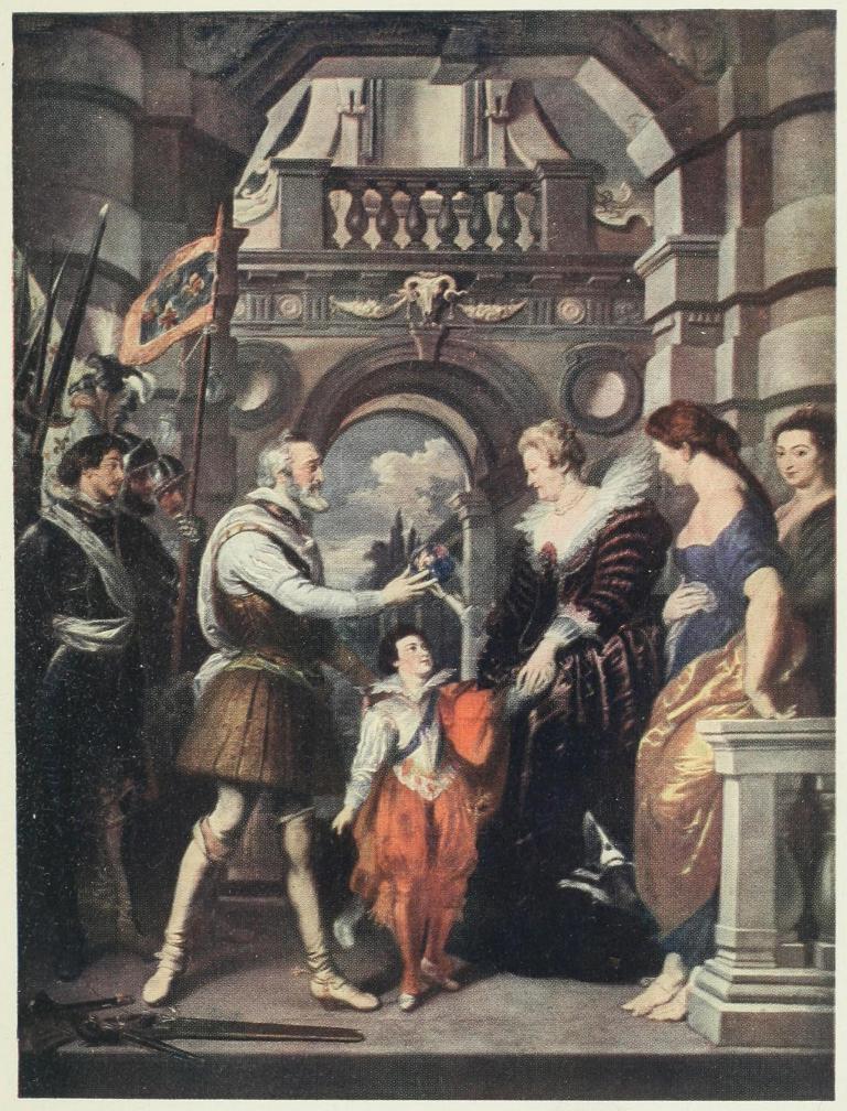 PLATE VII.&mdash;HENRY IV. LEAVING FOR A
CAMPAIGN