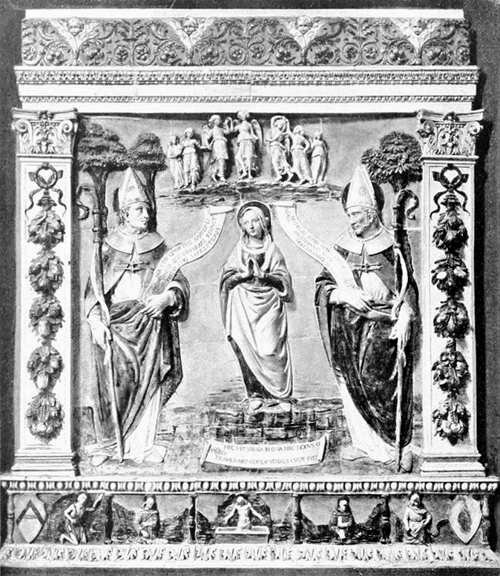 EMPOLI &mdash; GALLERIA DELLA COLLEGIATA &mdash; DELLA ROBBIA: DOSSALE D'ALTARE CON LA VERGINE E SANTI. (Fot. Alinari).