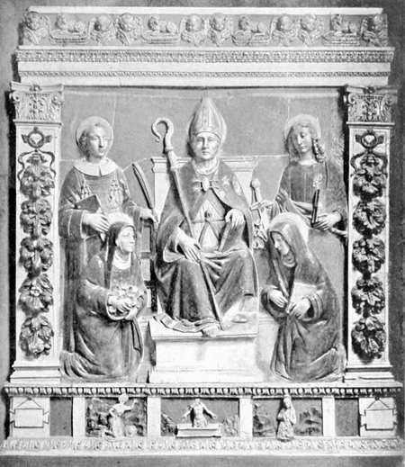 EMPOLI &mdash; GALLERIA DELLA COLLEGIATA &mdash; DELLA ROBBIA: DOSSALE D'ALTARE CON S. ANSELMO E SANTI. (Fot. Alinari).