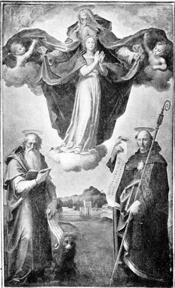 EMPOLI &mdash; CHIESA DI S. MARIA A RIPA &mdash; LA VERGINE IN GLORIA, DI GIOV. ANT. SOGLIANI. (Fot. Alinari).