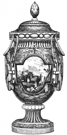 Fig. 1.&mdash;Old Sèvres Patetendre. Fontenoy Vase,
commemorative of the Battle of Fontenoy. Painted by Genest. (M. L.
Double Coll.)