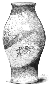 Fig. 73.&mdash;Crackle Vase, with Crabs in Blue. 7 in. high.
(J. C. Rankle Coll.)