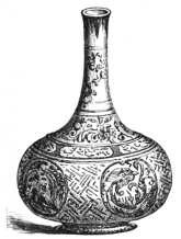 Fig. 143.&mdash;Persian Porcelain Wine Bottle. Decoration in
Blue. (Jacquemart Coll.)