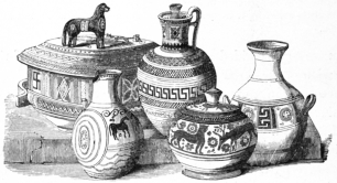 Fig. 166.&mdash;Primitive Vessels, from Athens and Argos.
