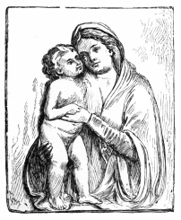 Fig. 205.&mdash;Luca della Robbia. Infant Saviour and Virgin.
(Boston Museum of Fine Arts.)