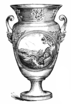 Fig. 267.&mdash;Franklin Vase. Sèvres. Blue and Gold.
Inscription on Vase, “Vue de la Maison de Franklin à Passy.” (White
House.)