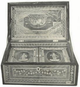 Plate XI.&mdash;Work-box made by the French Prisoners of War at
Norman Cross (Peterborough Museum)