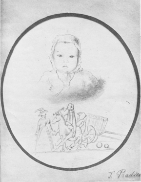 CLAIRE PRADIER AS A CHILD.

From an unpublished drawing by Pradier.