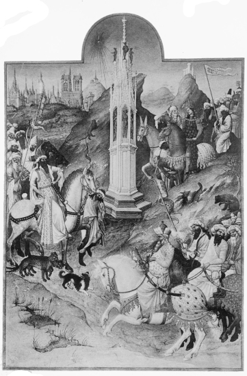 Plate XXXVII.

Photo. Giraudon.

THE PROCESSION OF THE MAGI.

Pol de Limbourg and his Brothers.

From The “Très Riches Heures du Duc de Berry.”

To face page 174.