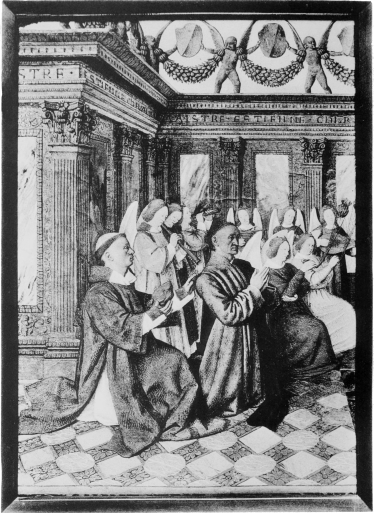 Plate XL.

Photo. Giraudon.

ETIENNE CHEVALIER AND HIS PATRON SAINT KNEELING BEFORE THE VIRGIN.

Jean Fouquet.

Musée Condé.

To face plate XLI.