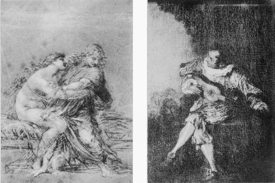 Plate LXXIV.

Photo. Giraudon.

JOSEPH AND POTIPHAR’S WIFE.

By Prud’hon.

Photo. Giraudon.

THE GUITARPLAYER.

By Watteau.

Musée Condé.

To face page 25