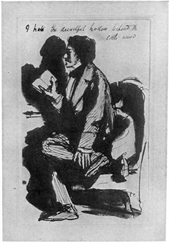 PORTRAIT OF TENNYSON, READING “MAUD” TO ROBERT AND MRS.
BROWNING, BY ROSSETTI