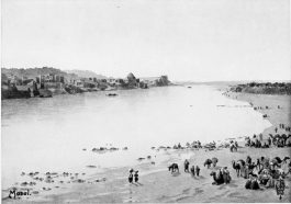 MOSUL.

View from the bridge, looking up stream. The Tomb of Cassim is one of
the more distant buildings near the water-side.
