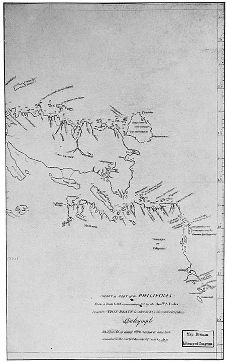 Chart of part of the Philippines; from map taken from a Dutch MS. of 1662 in Dalrymple&rsquo;s Charts ([London], 1778)