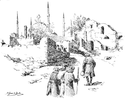 A Deserted Street
Weary soldiers, sick and slightly wounded, trudged past up to the mosque
erected by Suleiman to commemorate his many victories.