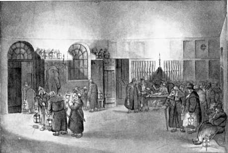 WATCH HOUSE AND WATCHMEN A CENTURY AGO.

(From a Contemporary Print by Rowlandson and Pugin.)