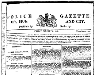 REDUCED FAC-SIMILE OF PART OF FRONT PAGE OF THE FIRST
NUMBER OF THE “POLICE GAZETTE” (p. 13).