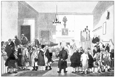 BOW STREET POLICE COURT IN 1808.

(From a Contemporary Print by Rowlandson and Pugin.)
