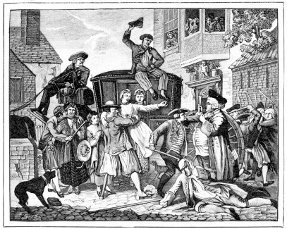 A RESCUE; OR, THE TARS TRIUMPHANT,” SHOWING PEACE
OFFICERS IN 1768.

(After the Picture by R. Collett.)
