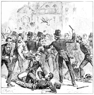 FIGHT BETWEEN POLICE AND MOB AT COLDBATH FIELDS IN 1833
(p. 250).