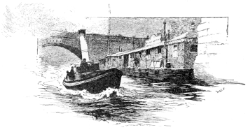 A POLICE LAUNCH AT THE FLOATING RIVER STATION, WATERLOO
BRIDGE.