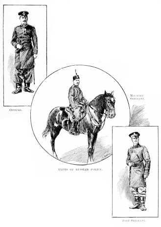 TYPES OF RUSSIAN POLICE.

Officer.
Mounted Sergeant.
Foot Sergeant.