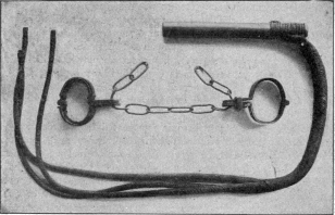 WHIP AND MANACLES USED IN RUSSIAN CONVICT PRISONS.

(In Possession of H. de Windt, Esq.)