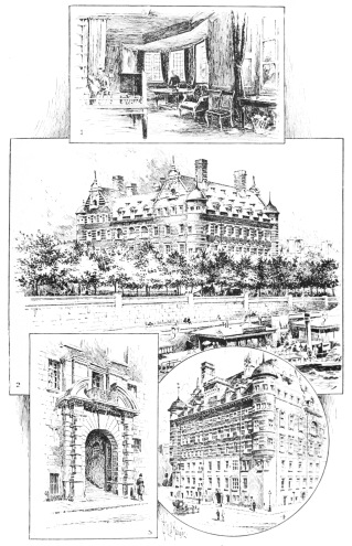 NEW SCOTLAND YARD.

1. Commissioner’s Room.
2. View from the River (Photo: York & Son, Notting Hill, W.).
3. Principal Entrance.
4. The Western Façade.
