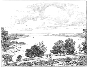 BOTANY BAY IN 1825.

(From an Aquatint by L. Lycett.)